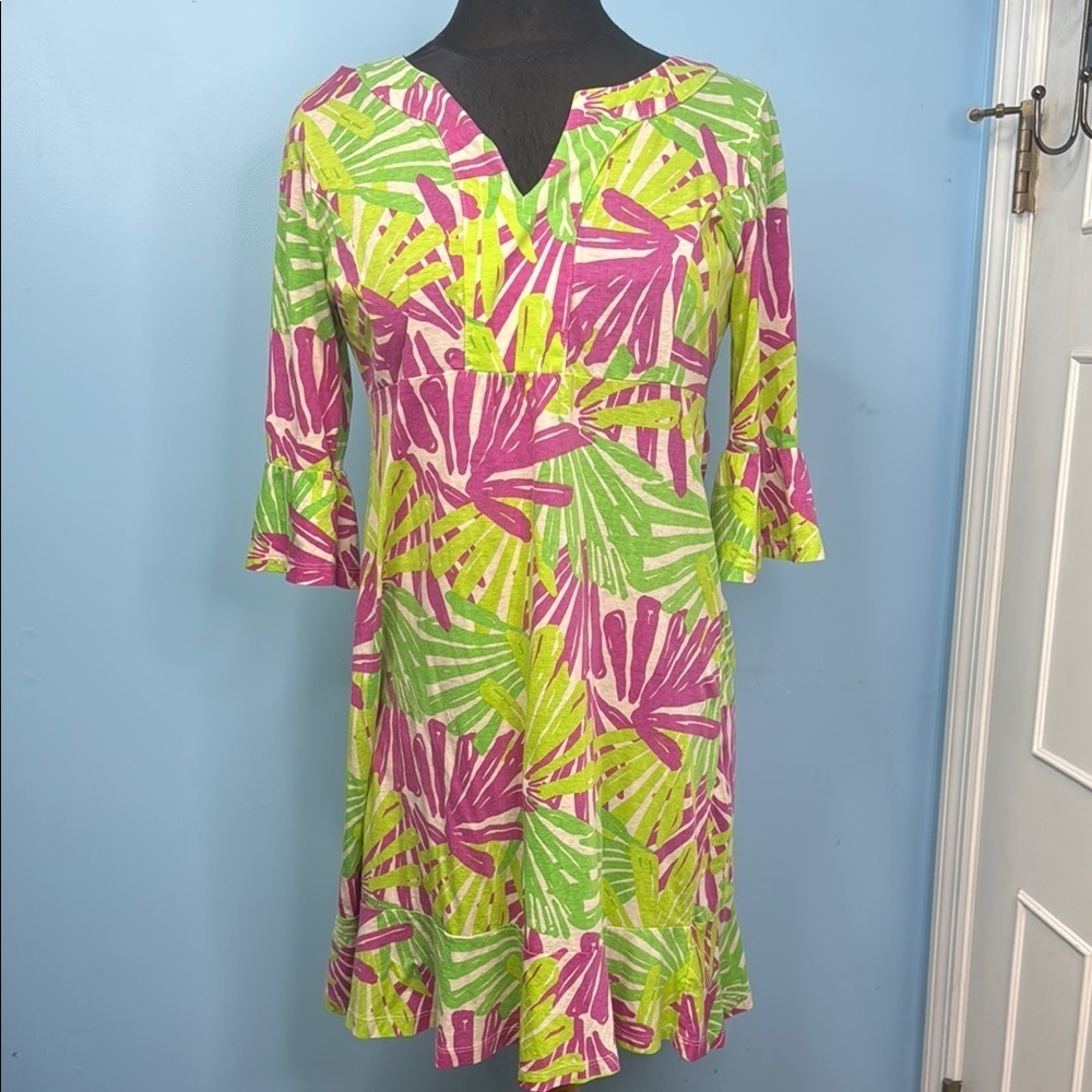 Vibrant Pink and Green Women's Dress